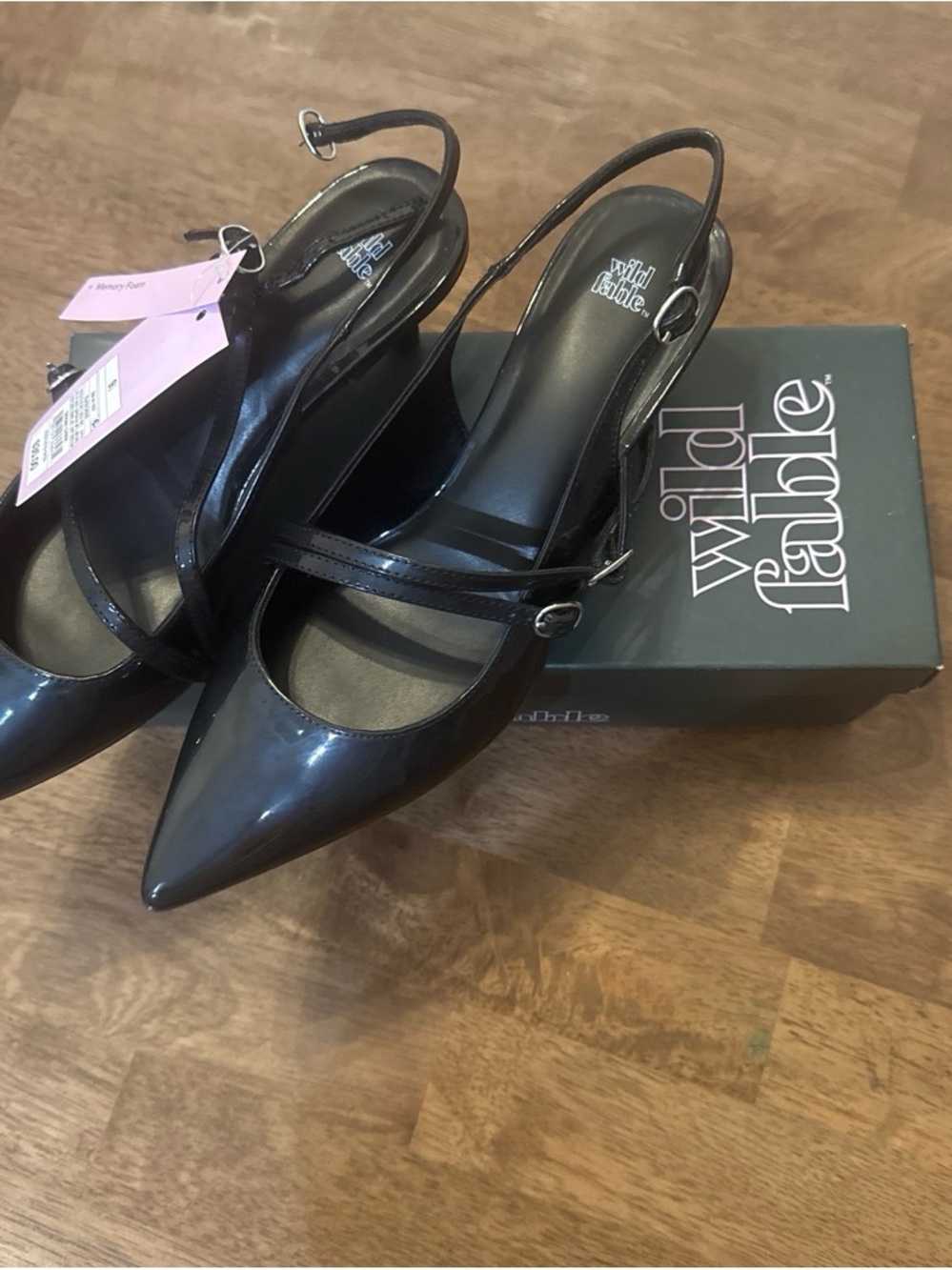 wild fable Black Patent Pointed Slingback Heels